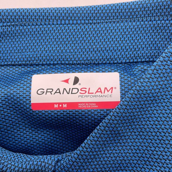 Grand Slam Performance Men's Long Sleeve Jacquard Golf Polo Shirt Med Imperial B - Picture 3 of 12